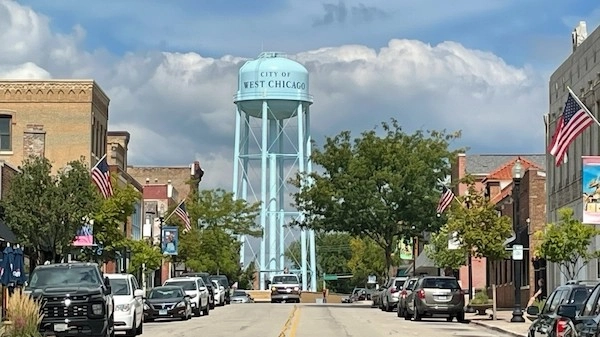 Downtown Main Street in West Chicago, IL